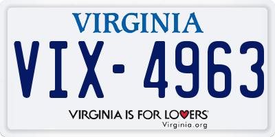 VA license plate VIX4963