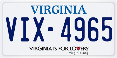VA license plate VIX4965