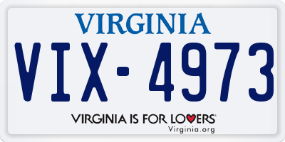 VA license plate VIX4973