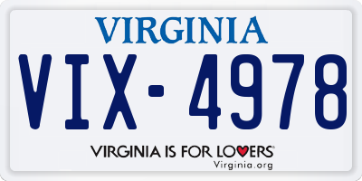 VA license plate VIX4978