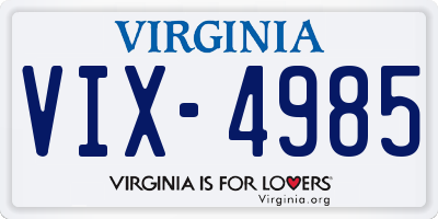VA license plate VIX4985
