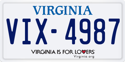 VA license plate VIX4987
