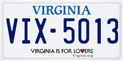 VA license plate VIX5013