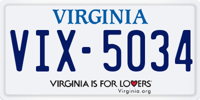 VA license plate VIX5034