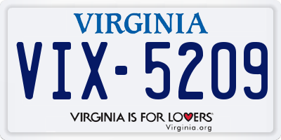 VA license plate VIX5209