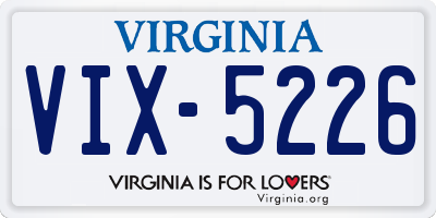 VA license plate VIX5226