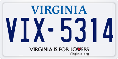 VA license plate VIX5314