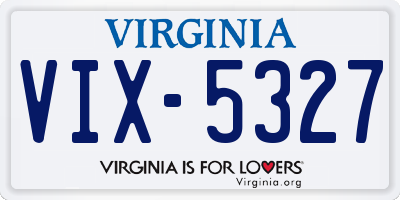 VA license plate VIX5327