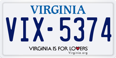 VA license plate VIX5374