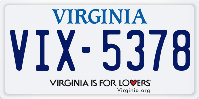 VA license plate VIX5378