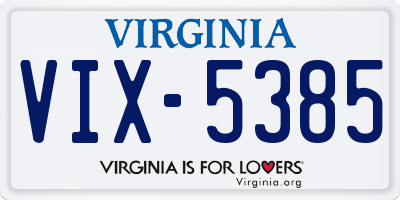 VA license plate VIX5385