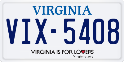 VA license plate VIX5408