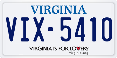 VA license plate VIX5410