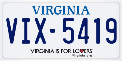 VA license plate VIX5419
