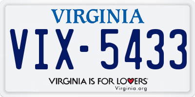 VA license plate VIX5433