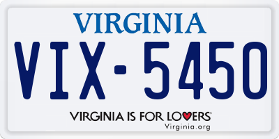 VA license plate VIX5450