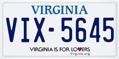 VA license plate VIX5645