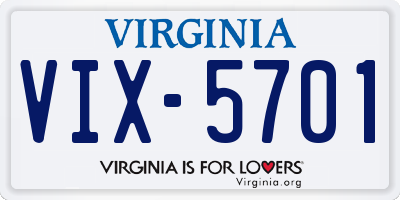 VA license plate VIX5701