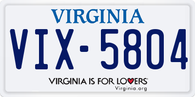 VA license plate VIX5804