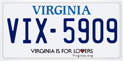 VA license plate VIX5909