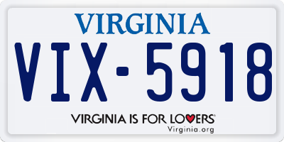 VA license plate VIX5918