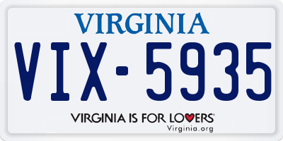 VA license plate VIX5935
