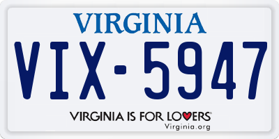 VA license plate VIX5947