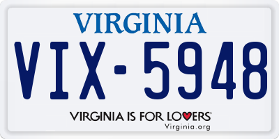 VA license plate VIX5948