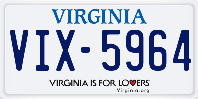 VA license plate VIX5964