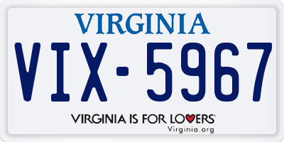 VA license plate VIX5967
