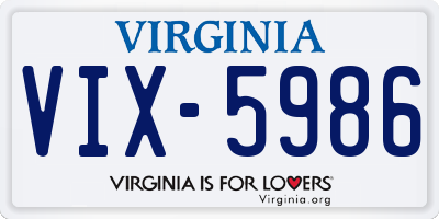 VA license plate VIX5986