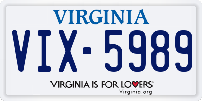 VA license plate VIX5989