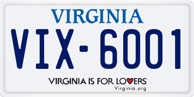 VA license plate VIX6001