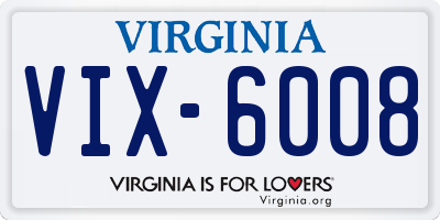 VA license plate VIX6008