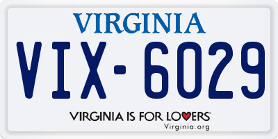 VA license plate VIX6029