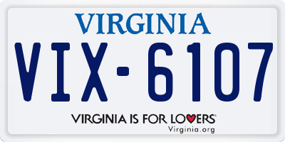 VA license plate VIX6107