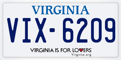 VA license plate VIX6209