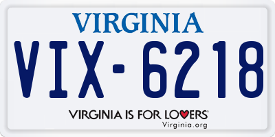 VA license plate VIX6218