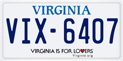 VA license plate VIX6407