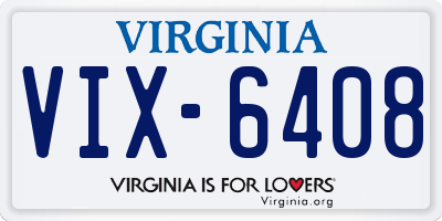 VA license plate VIX6408