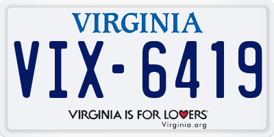 VA license plate VIX6419