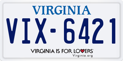 VA license plate VIX6421