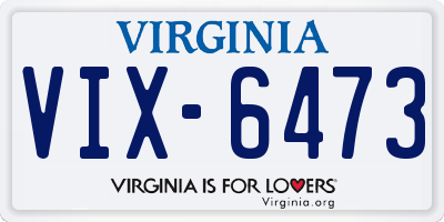 VA license plate VIX6473