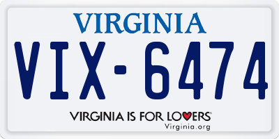 VA license plate VIX6474