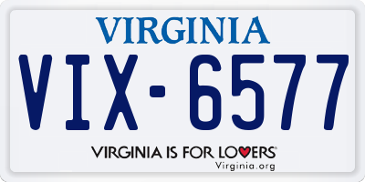 VA license plate VIX6577