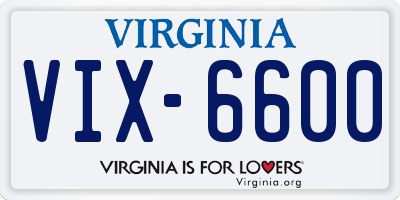 VA license plate VIX6600