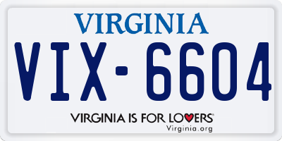 VA license plate VIX6604