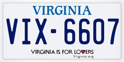 VA license plate VIX6607