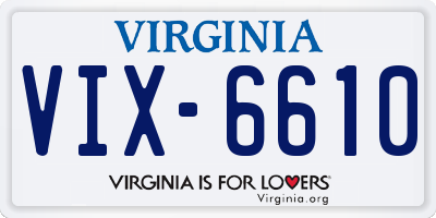 VA license plate VIX6610
