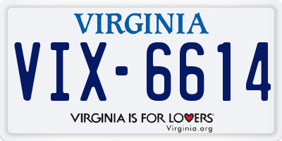 VA license plate VIX6614